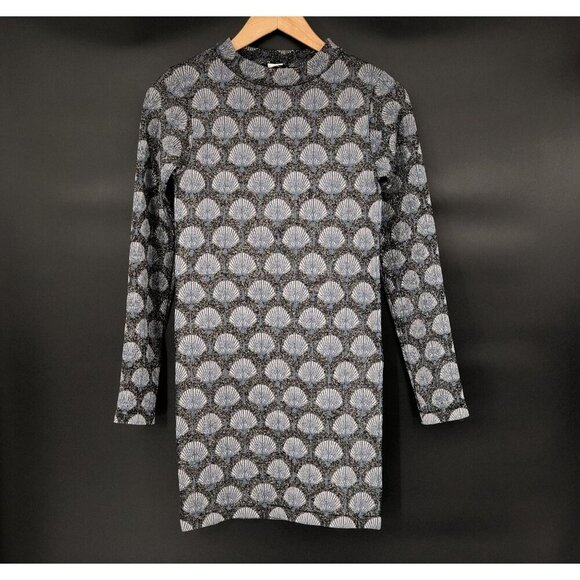 Zara Women's Long Sleeve Open Back Mini Dress L Gray Blue Modern Going Out Party - Picture 1 of 5